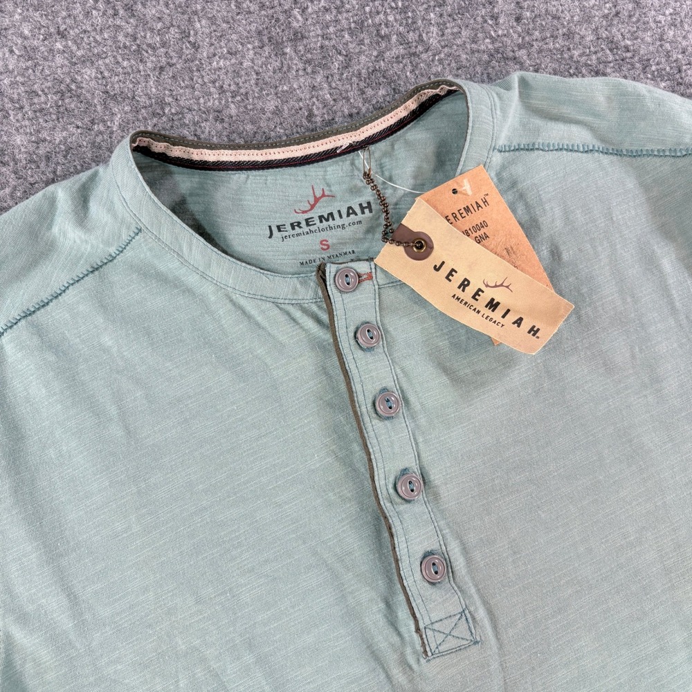 Jeremiah American Legacy Mens Henley Shirt Small Sage Green Slub Knit S/S NWT